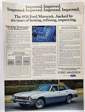 1976 Ford Maverick Sedan Silver Original Retro Print Ad 70s picture