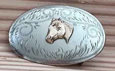 Awesome Vintage Western Horse Irvine Jachens German Silver Cowboy Belt Buckle picture