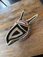 Panama Emebra Wounaan Basket Woven Mask Wolf Hat Unusual Mid Century Vintage picture