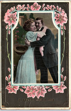 Vintage Postcard A Squeeze And A Hug Embossed Romance Greeting Card picture