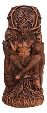 Seated Celtic Horned God Cernunnos Cobra Bear Wolf Owl Tree of Life Sculpture picture