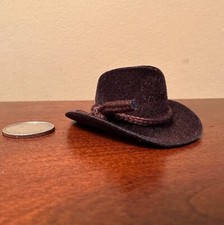 Small Traditional 1:9 Scale DARK BROWN COWBOY HAT; see HEAD-OPENING measurements picture