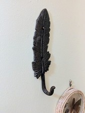 Vintage Style Feather Cast Iron Wall Hook picture