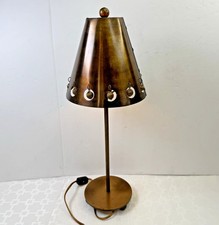 MCM 1950s Excelsior Art Studio Table Lamp Brass Cone Shade Brutalist Hollywood picture