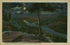 Moonlight on Signal Point Signal Mt Chattanooga TN Postcard picture