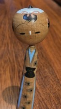 Vintage Geisha Creative Kokeshi Sky Blue Kimono Beautiful Face Bobble Head Bows picture