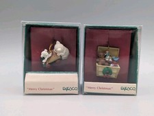 2 Enesco Small Wonders Ornaments 1989 Merry Christmas Cat & Mouse and Toy box picture