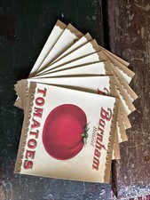 Vintage Burnham Brand Tomatoes Can Label NOS Lot Of 8 Embossed picture