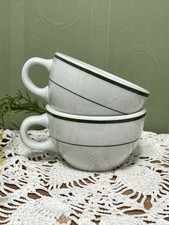 Shenango Restaurant Style Coffee Cup Green Stripe Set Of 2 Chubby picture