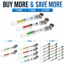 4 Pack 2-in-1 Glass Tobacco One Hitter Pipe w/ Removable Metal Bowl 5