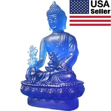 4.7in Crystal Resin Medicine Buddha Figure Statue Altar Buddhist Feng Shui picture
