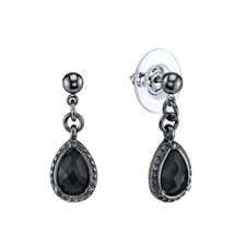 1928 Jewelry Black Victorian Inspired Petite Teardrop Earrings picture