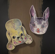 Nathalie Lete special edition dog&rabbit ceramic dishes, Lot of 2 picture