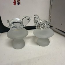 VTG GLASS TURTLE on MUSHROOM Frosted Mushroom. VTH GLASS turtle mushroom  picture