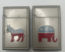 Amico Democrat Donkey Republican Elephant Butane Lighter Pair 2004 Working picture