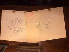Vintage 1930s animation drawings wolf pigs attributed Disney-era picture