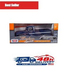 Motormax 1966 Chevy C10 Fleetside Pickup 1:24 Diecast Model Truck Dark Blue picture