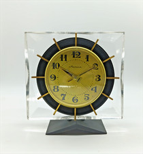Clock MOLNIJA USSR Vintage Mechanical 1st Class Decktop Soviet Steering Whee picture