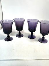 Fostoria Century, TALL STEM drinking glasses, set of 4, Purple, irradiated picture