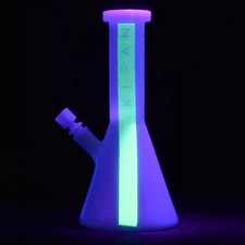 KLEAN – Black & White Series Glow-in-the-Dark Glass Beaker Water Pipe picture