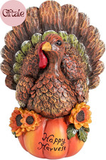 Thanksgiving Turkey Figurine Fall Harvest Pumpkin Resin Table Decor picture