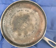 GRISWOLD Cast Iron Griddle No. 9 609B  Erie PA USA Vintage Chrome / Nickel RARE picture