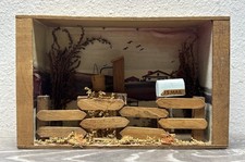 VINTAGE COUNTRY FARMHOUSE SHADOW BOX FOLK ART WOODEN DIORAMA picture