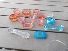 Job lot vanity glassware, lotion pots etc blue, pink, amber & clear glass picture