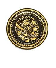 Vintage Spanish Black & Gold Damascene Miniature Footed Dish 3” Floral picture