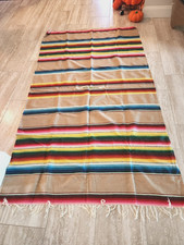 Vintage 70's Mexican Saltillo Serape Blanket 80