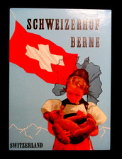 Vintage Schweizerhof Berne Hotel luggage Sticker label Switzerland picture