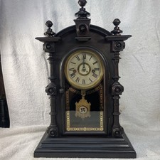 Antique E.N. Welch V.P.  Patti Glass, Pendulum Rosewood shelf clock rare 1880 picture