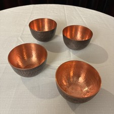Vintage Lin Qi Hand Hammered Copper Bowl Small Decorative Trinket Altar Dish  picture