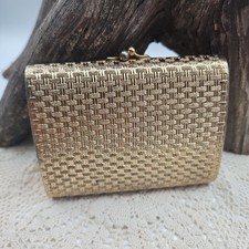 Vintage Napier Gold Tone Basket Weave Cigarette Case MCM Signed **Read picture