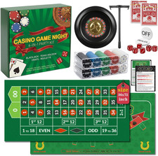 Casino Night 4-In-1 Complete Game Set with 2 Double-Sided Felt Layout Mats (36