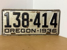 ORIGINAL 1936 OREGON LICENSE PLATE picture
