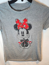 VTG Disney Minnie Mouse Gray Graphic Short Sleeve Women Tee Shirt Adult Size S picture
