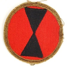 US Army 7th Infantry Division WWII Hourglass Patch – Vintage Cut Edge 2‑1/2