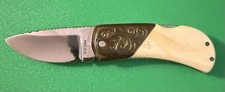 MUSICK Handmade Custom Vintage Bore Tusk Scales Folding Lock Blade Knife picture