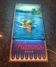 Hamm’s Beer Sign custom created with bear and guy in canoe picture