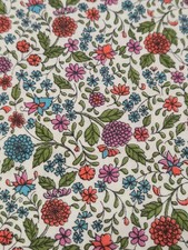 LOT of 4 Vintage 40s FEEDSACK Cotton Quilt FABRIC Turq Orange Pink Floral 37x44 picture