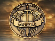 Psalm 91 Protection Challenge Coin Christian Gift for Military and Police picture