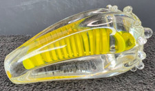Clear Glass Art Heavy Glass Pepper with Yellow Art Swirl - Paperweight (2 lbs) picture