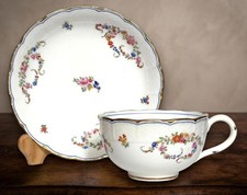 Minton 1891-1912 Cup & Saucer Embossed Floral Gold Trim England picture