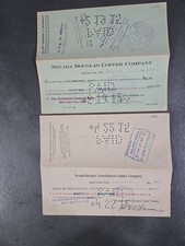 (2) Nevada Douglas Copper Co. (1915) Cashed Checks Salt Lk. City, Utah picture