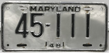 1948 Maryland License Plate 45-111 Aluminum picture