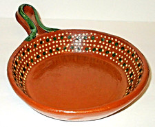 Mexican Fry Pan Skillet Redware Terra Cotta Clay 8-8 1/2
