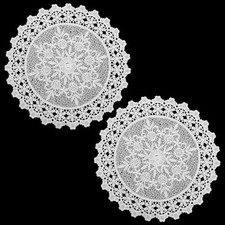 2 PCS Crochet Doilies, 10 Inch Round Lace Doilies for Tables Vintage Elegant picture