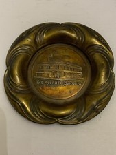 Antique The Allfree Building Newton Iowa Souvenir Metal Trinket Tray picture