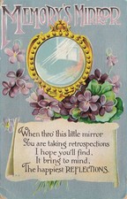 Memory's Mirror Violets Gold Frame Poem Antique Postcard 1911 Johnstown NY picture